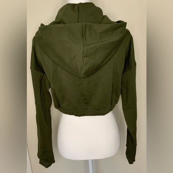 NWOT Naked Wardrobe Green Cropped Hoody Womens Small - Picture 3 of 8